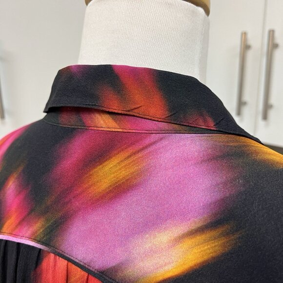 Rag & Bone Aubrey Button Down Shirt Size M Medium Black Multicolor - Picture 7 of 7